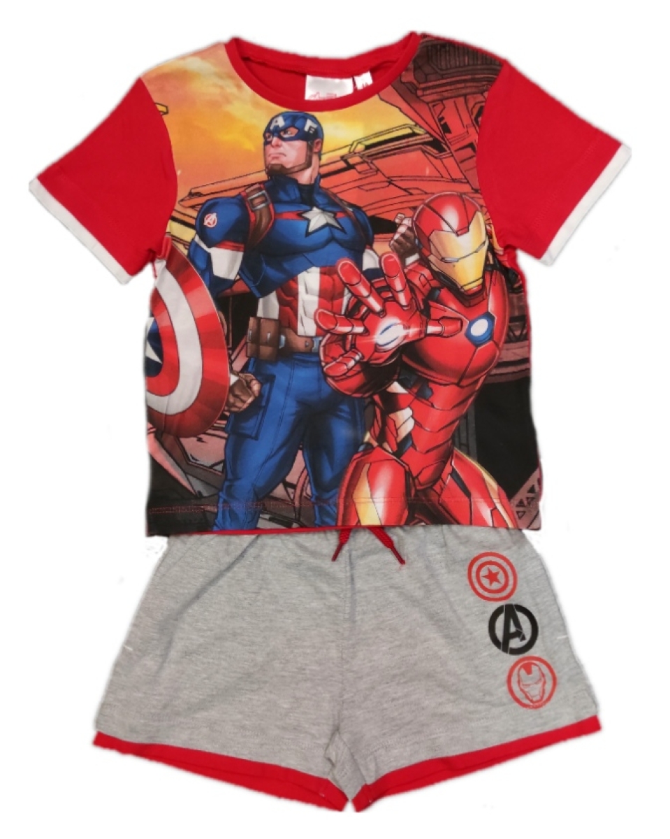Avengers Set für Jungen - T-Shirt & Shorts in der Farbe rot-grau